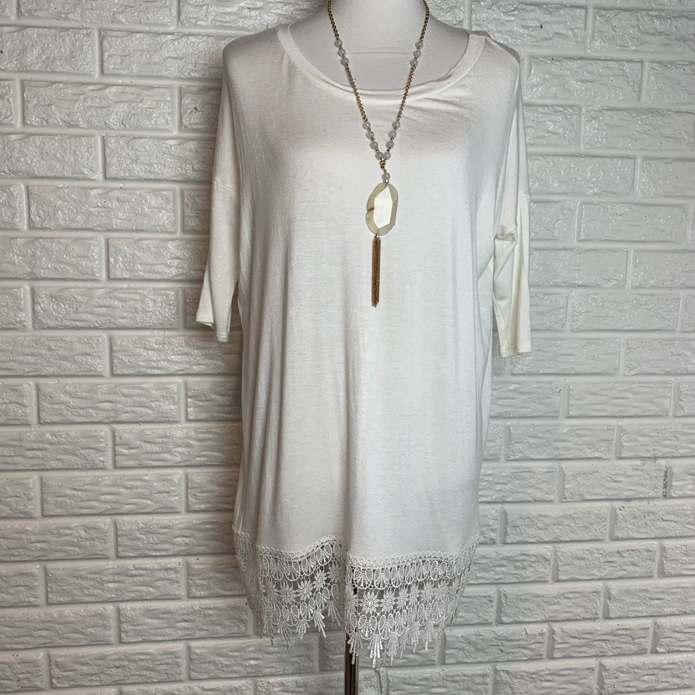 Mon Ami boho  white lace bottom tunic